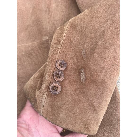 Vtg J. Ferrar Jacket Men Sz XL Brown Genuine Leather Three Button Blazer Pockets - Picture 5 of 9